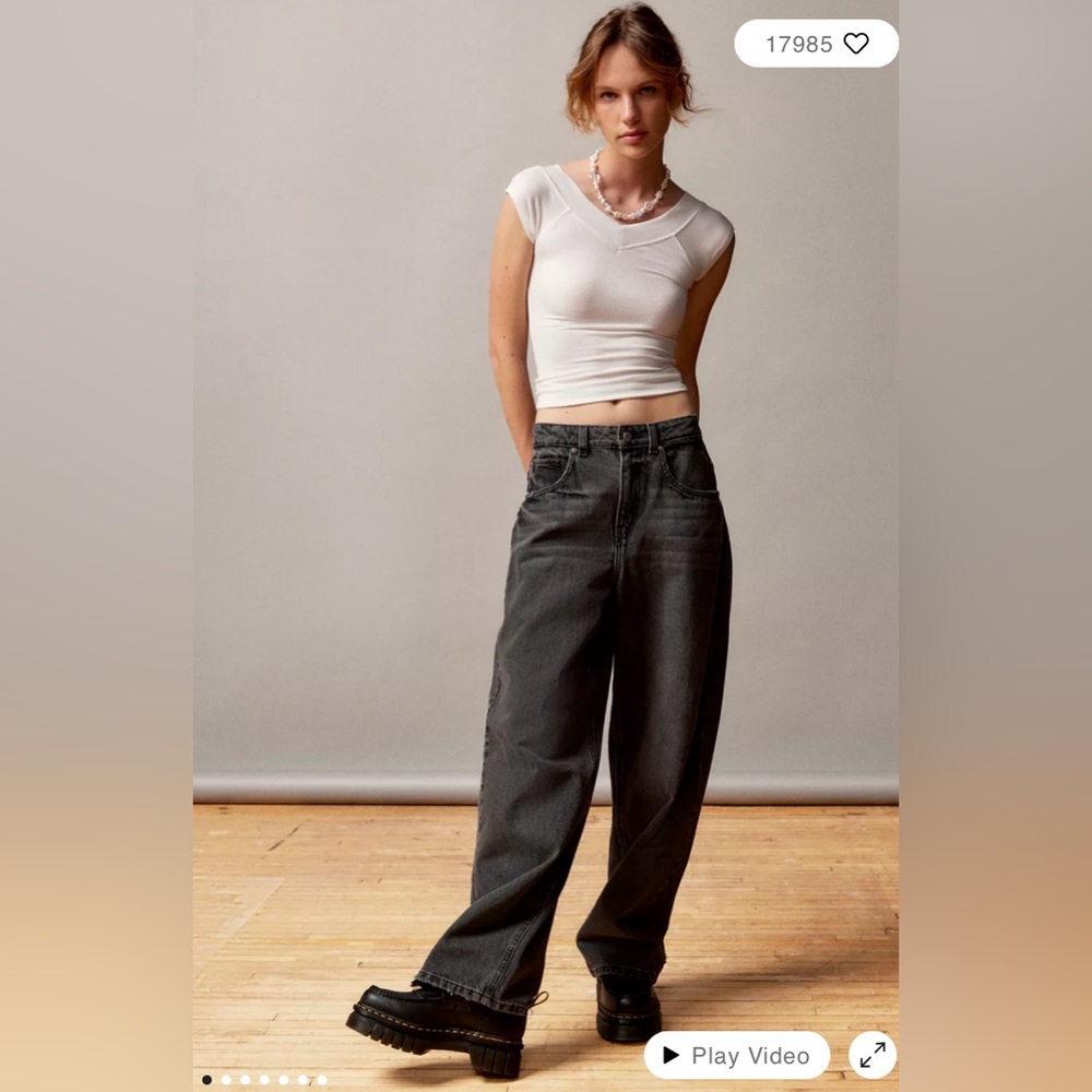 BDG Urban Outfitters Black High Rise Baggy Bootcut Denim Size 28